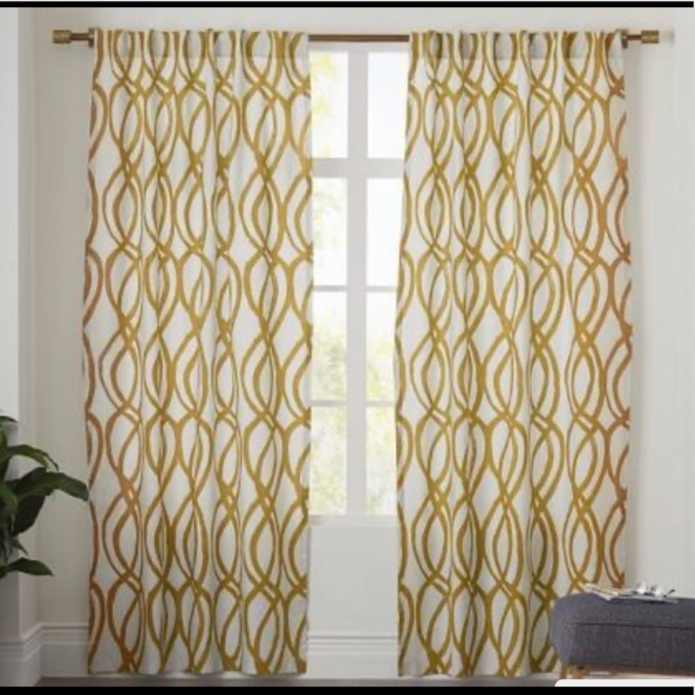 2: West Elm Lattice Horseradish Curtains